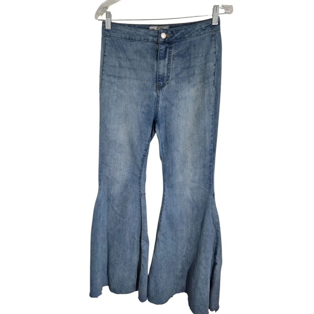 Free People Just Float On Flare Jeans Light Wash Blue High Rise Bell Bottom 26